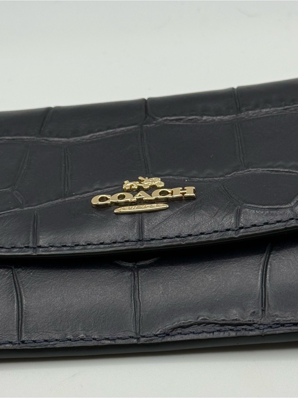 Coach Black Croc-Embossed Leather Wallet - Picture 4 of 7